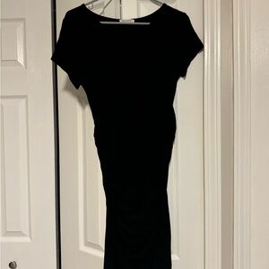Black, capped sleeve maternity dress